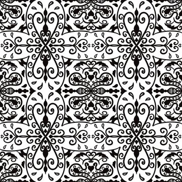 Elegant Black and White Ornamental Seamless Pattern jpg 3000x3000 px