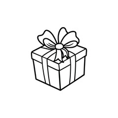 GIft box line art, gift box line drawing, Birthday gift box