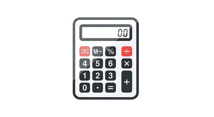 A simple illustration of a calculator with a display showing the number zero zero on a white backdrop