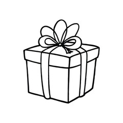 GIft box line art, gift box line drawing, Birthday gift box