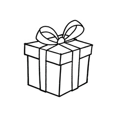 GIft box line art, gift box line drawing, Birthday gift box