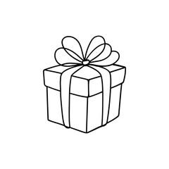 GIft box line art, gift box line drawing, Birthday gift box