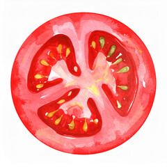 watercolor illustration of a red tomato isolated