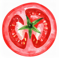 watercolor illustration of a red tomato isolated