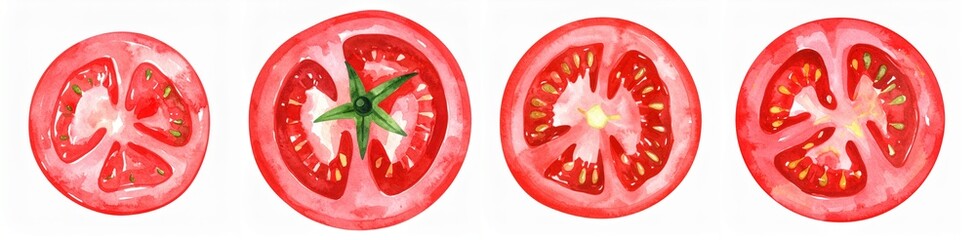 watercolor illustration of a red tomato isolated