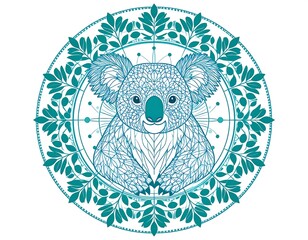 Teal koala in decorative circle