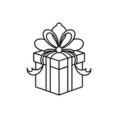 GIft box line art, gift box line drawing, Birthday gift box