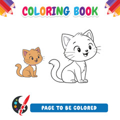 Coloring book for kids cat vector