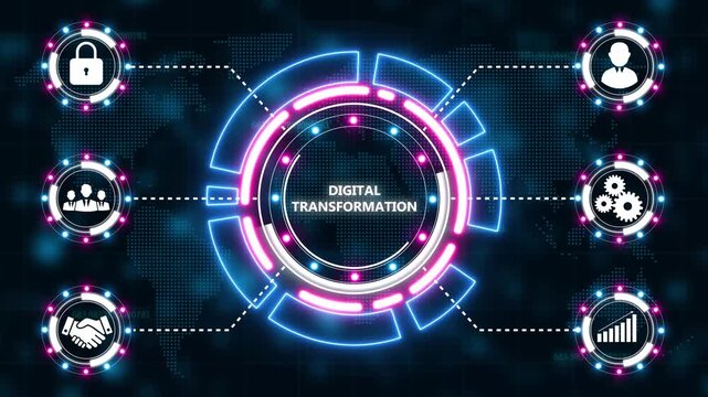 Concept of digitization of business processes and modern technology. Digital transformation.