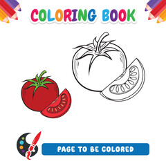Coloring book for kids tomato vector