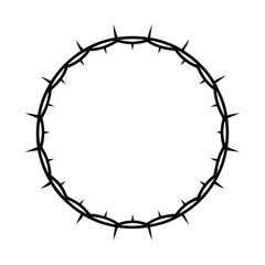 barbed wire circle frame on white background
