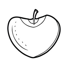 black and white apple slice drawing on white background 