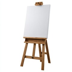 Wooden easel with blank canvas