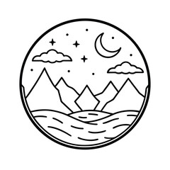 celestial landscape with moon and mountains vector