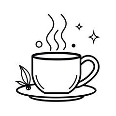 cozy coffee break graphic on white background