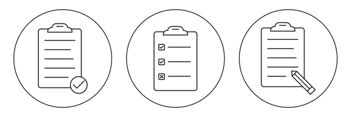 Clipboard Checklist Icon set .  Document vector  icon set .  eps 10 
