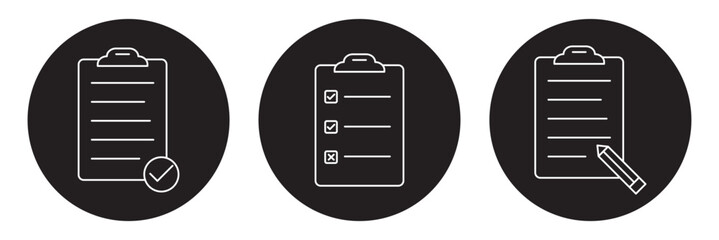 clipboard check list icon sign vector . Simple black and white checklist clipboard silhouette vector  icon set . eps 10 