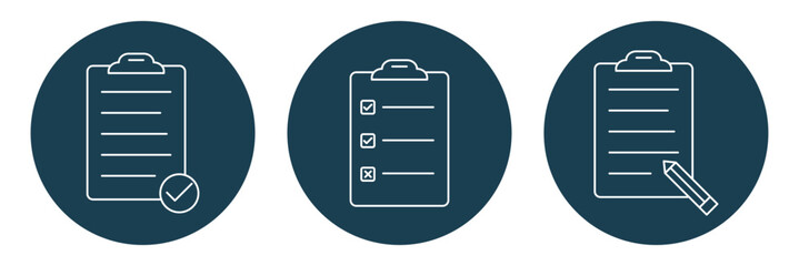 Clipboard Checklist Icon set .  Document vector  icon set .  eps 10 