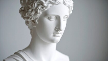 Close-up of a classical white bust sculpture
