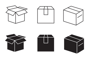 Set of shipping, delivery box or container icons.  empty box icon set . eps 10
 