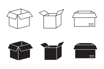 Set of shipping, delivery box or container icons.  empty box icon set . eps 10
 