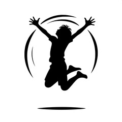 Naklejka premium Boy Jumping with Joy