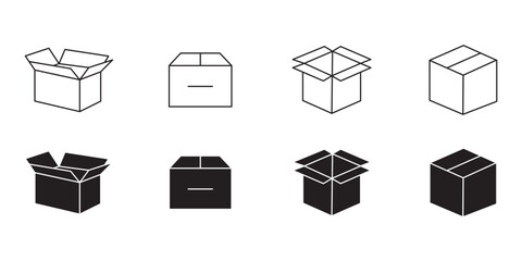 Package icons vector set  . cardboard box vector icon set  on white background . eps 10 
