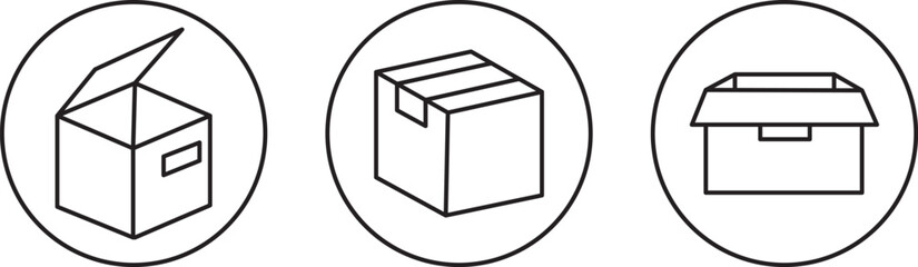 Package vector icon set. Carton box icon set . product box icon . empty box icon set . eps 10