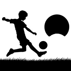 Naklejka premium Boy Kicking a Football