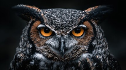 Obraz premium Close-up of an owl's face. Intense stare