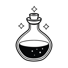 magic potion bottle on white background