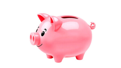 Obraz premium Cute pink ceramic piggy bank isolated on white background for saving money