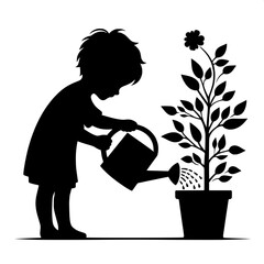 Boy Gardening with Watering Can