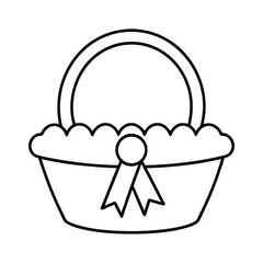 outline illustration of a basket with ribbon