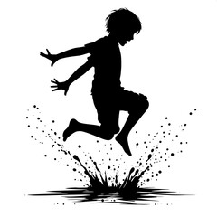 Boy Splashing in a Puddle