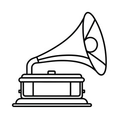 retro phonograph outline design on white background