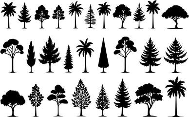 Tree Silhouettes, Forest Shapes, Pine Trees,