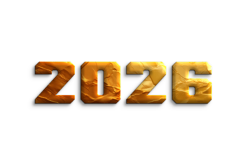 2026 3D Golden Color on transparent background