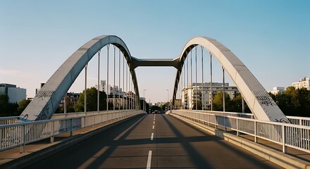Obraz premium The Ignatz Bubis Bridge, A Modern Architectural Marvel in Frankfurt, Germany