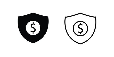 Shield icons with dollar symbol, representing money protection and financial security.