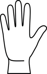 Simple outline drawing of a human hand with fingers spread open showing palm and back view isolated on transparent background