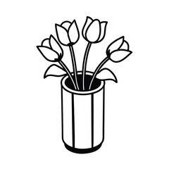 tulips in crushed can vase illustration