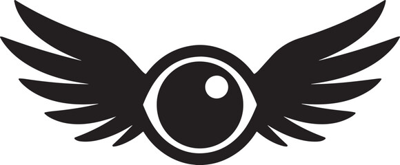 Stylized black winged gemstone icon