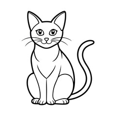 black and white Line art vector of a sitting cat