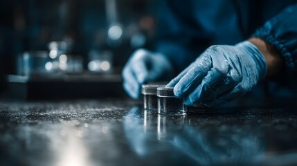 Technician performing control testing on product samples in a laboratory setting