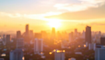 Fototapeta premium Blurred Cityscape Sunset View