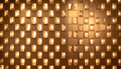 Gold Geometric Wall Pattern With Warm Lighting