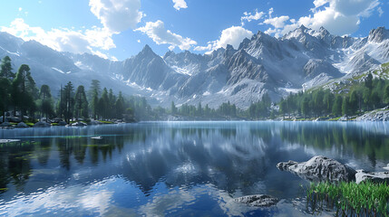 mountain lake reflection