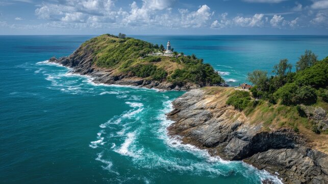 Coastal headland with lighthouse