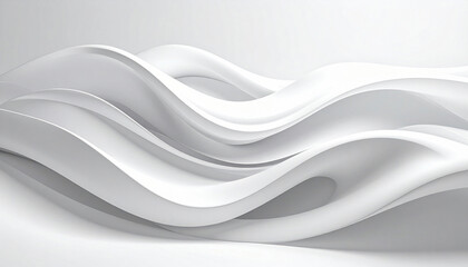 Obraz premium Abstract minimal 3D waves featuring soft curves and shapes in a pale monochrome color palette. Ideal for modern backgrounds, digital art, and minimalist design projects.